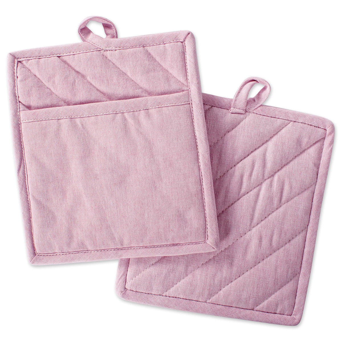 Set of 2 Rose Chambray Potholders C886