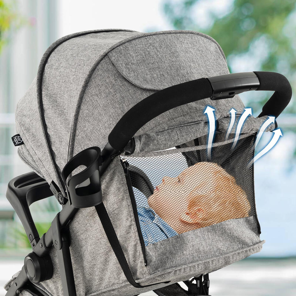 Baby Jogging Stroller Travel System with Adjustable Canopy Grey H818984