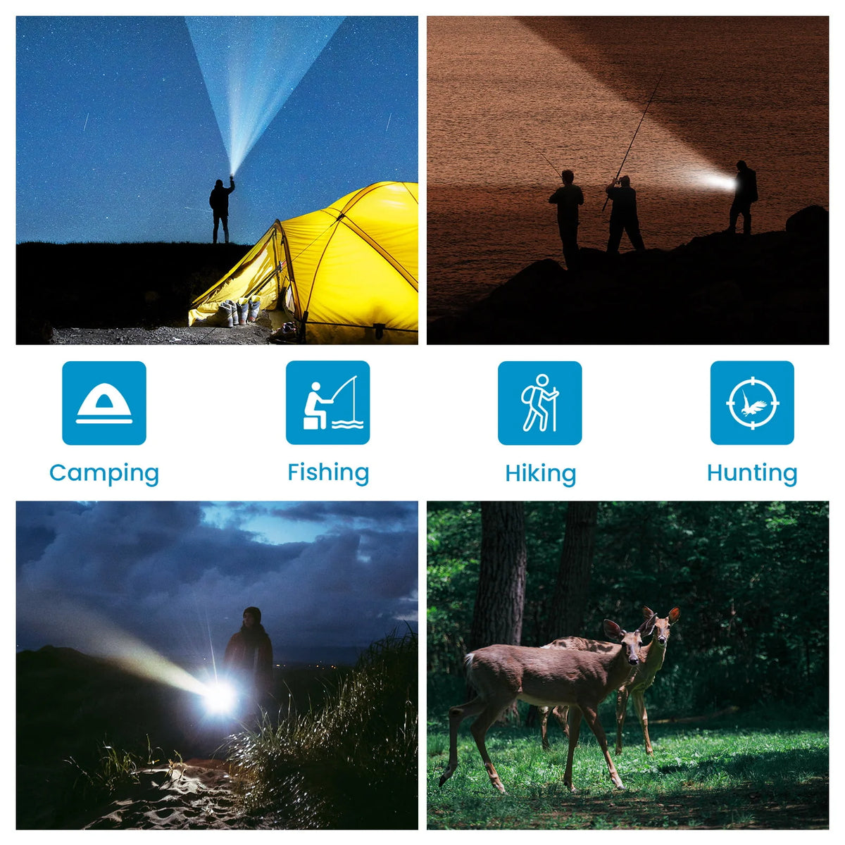 50000 Lumens Super Bright LED USB Rechargeable Waterproof Flashlight E834