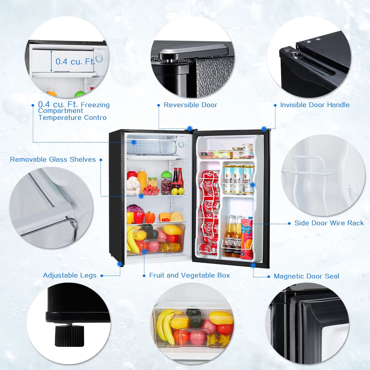 3.2CU FT Single Door Reversible Refrigerator Y2913