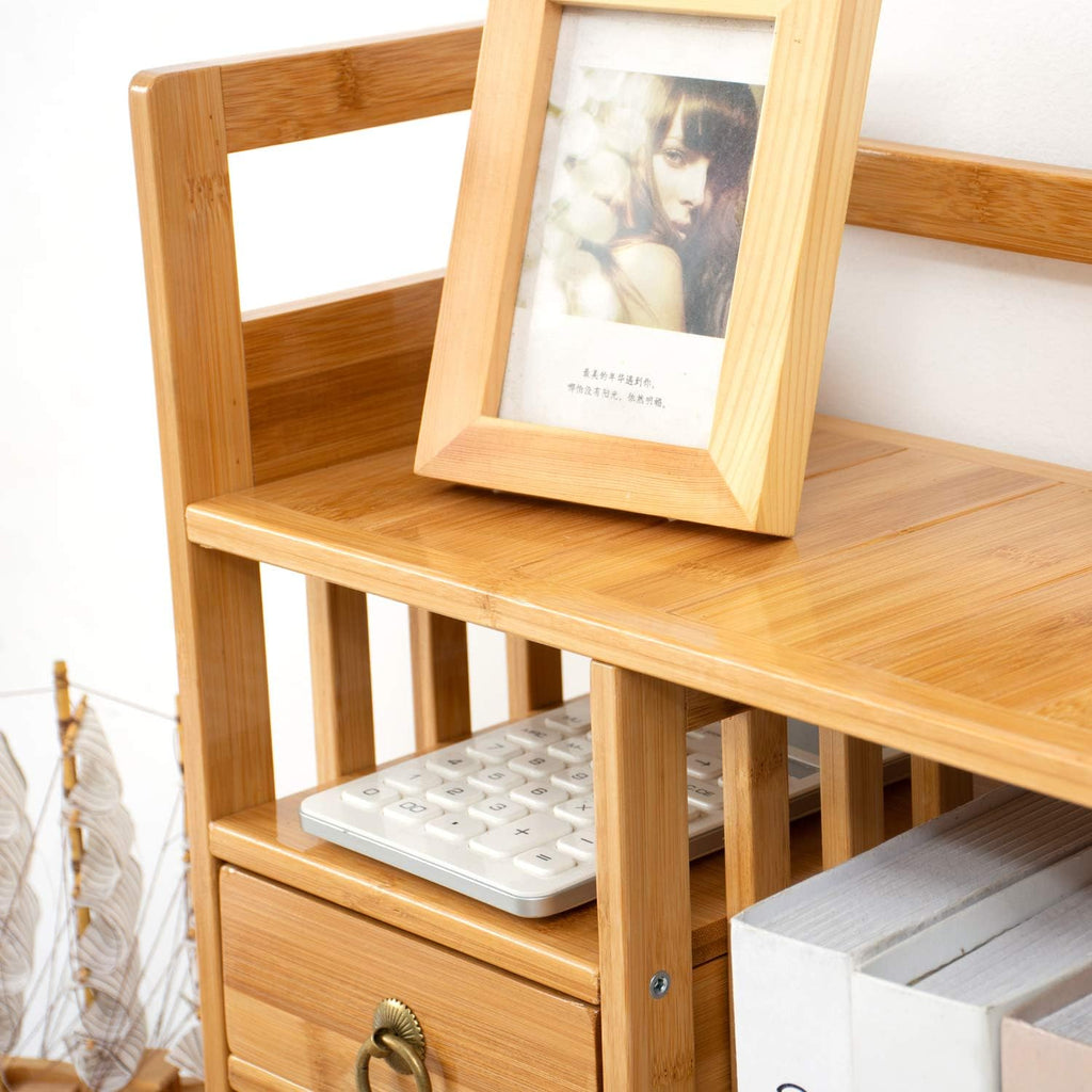 Bamboo Desktop Bookshelf with 3 Drawers A208