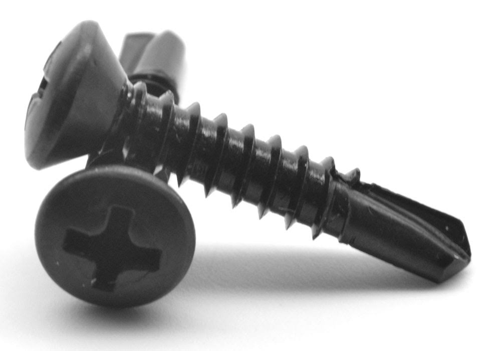 #10-16 x 1 Self Drilling Screw Phillips Oval Head Black Oxide H169298
