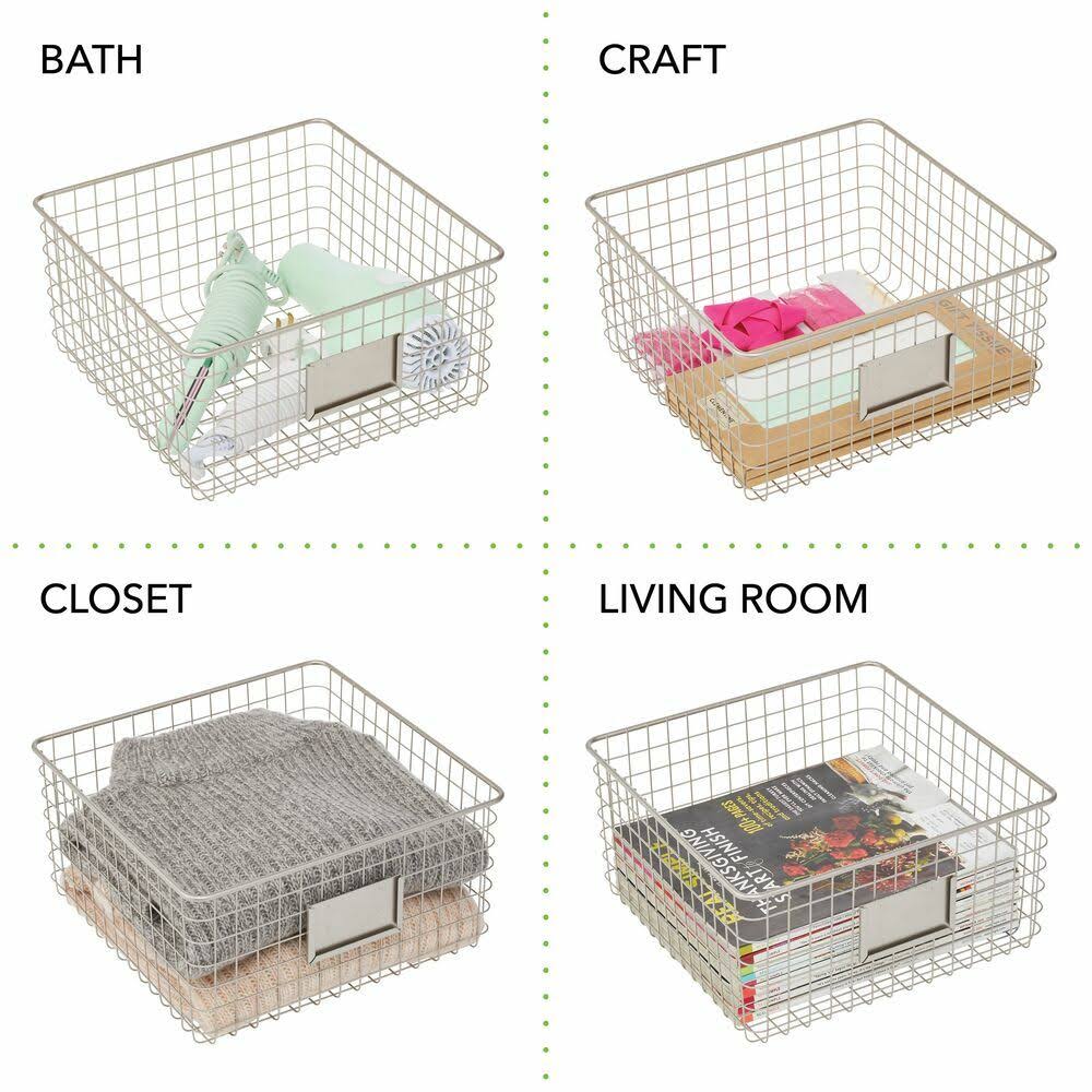 Metal Wire Food Organizer Storage Baskets with Label Slot Y4499