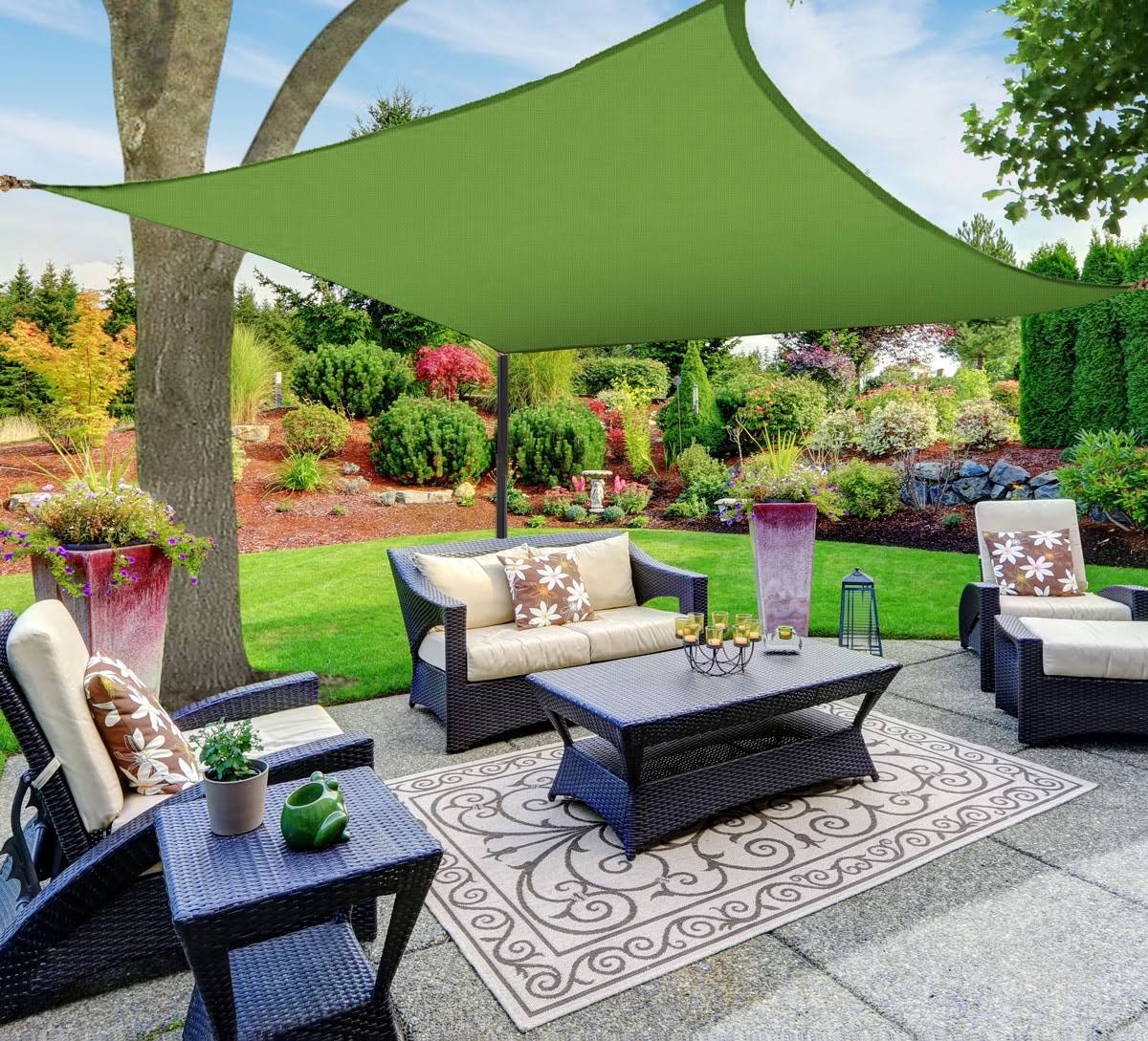 Green Square Sun Shade Sail Canopy P599888