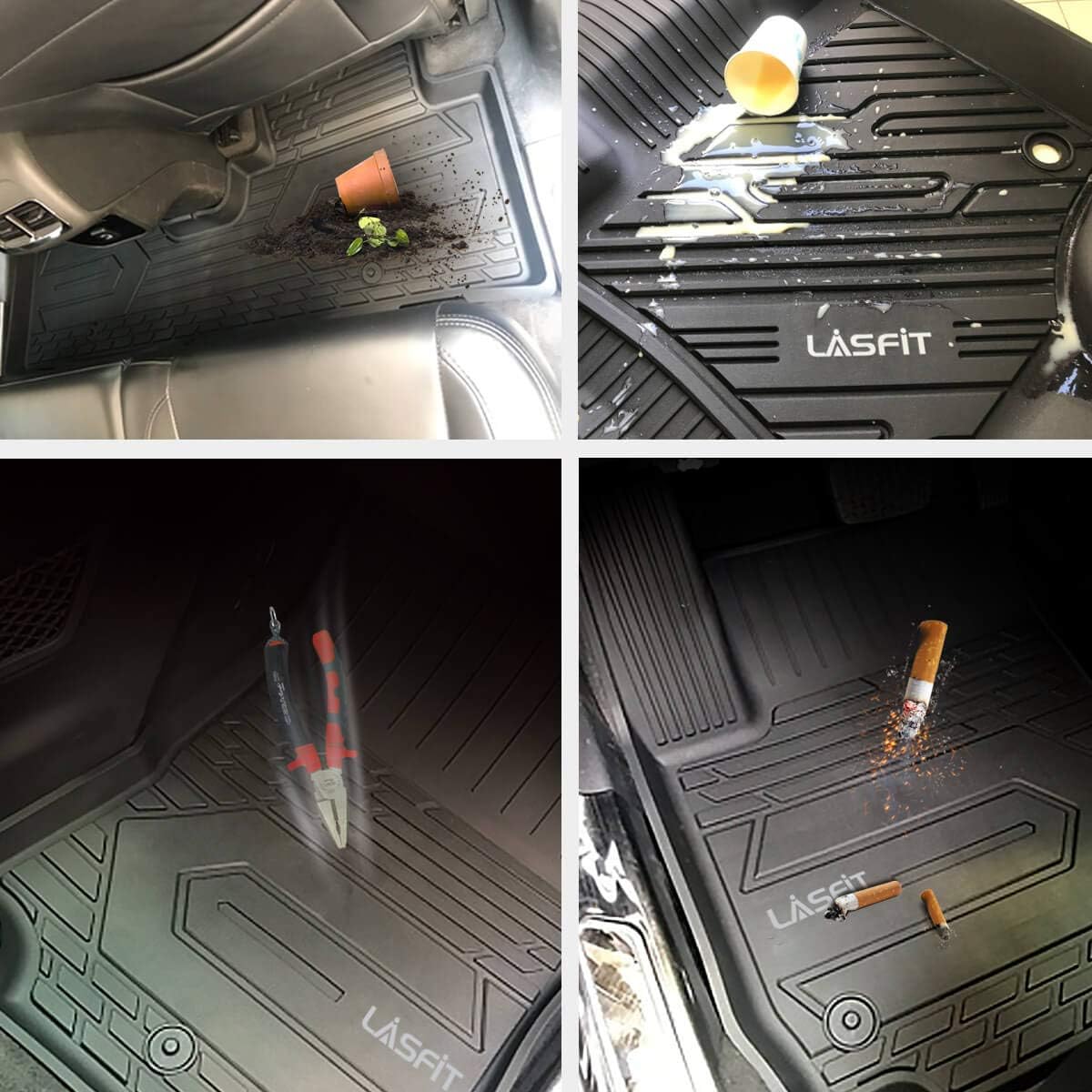Black TPE Car Floor Liners Front & Rear Rows T255