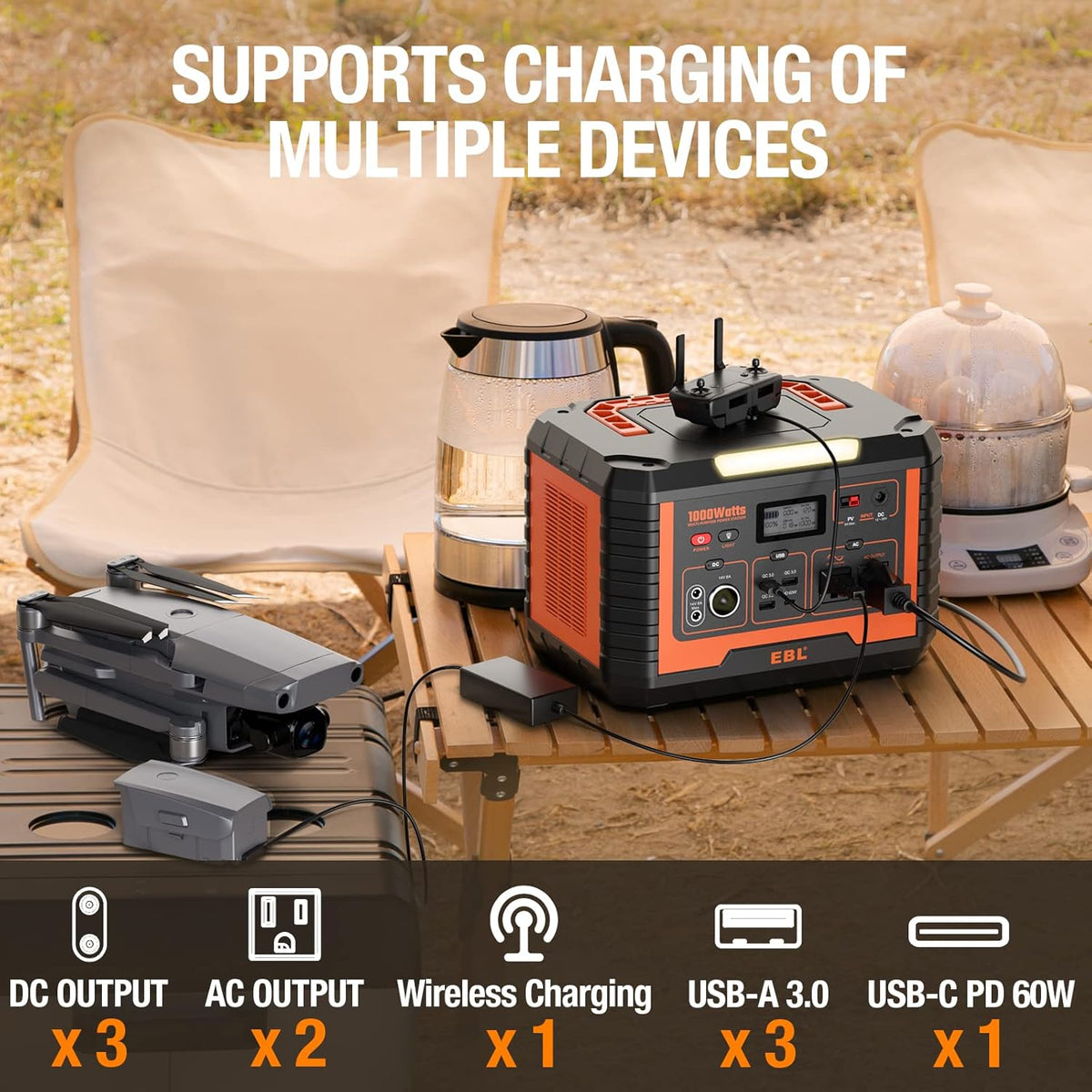 Portable Power Station 1000W 999Wh Solar Generator T7032
