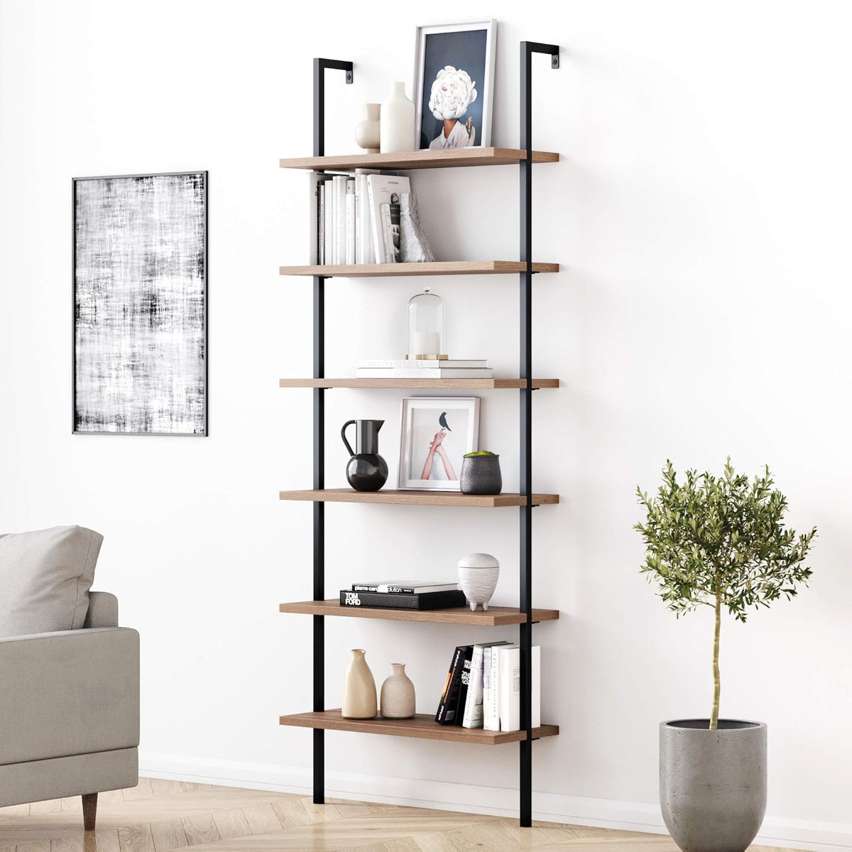 5-Shelf Oak Wood Modern Bookcase G258264