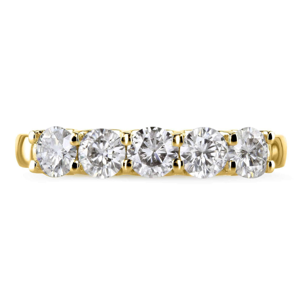 4/5 Carat Round Brilliant Moissanite Wedding Band in 14K Yellow Gold X8402