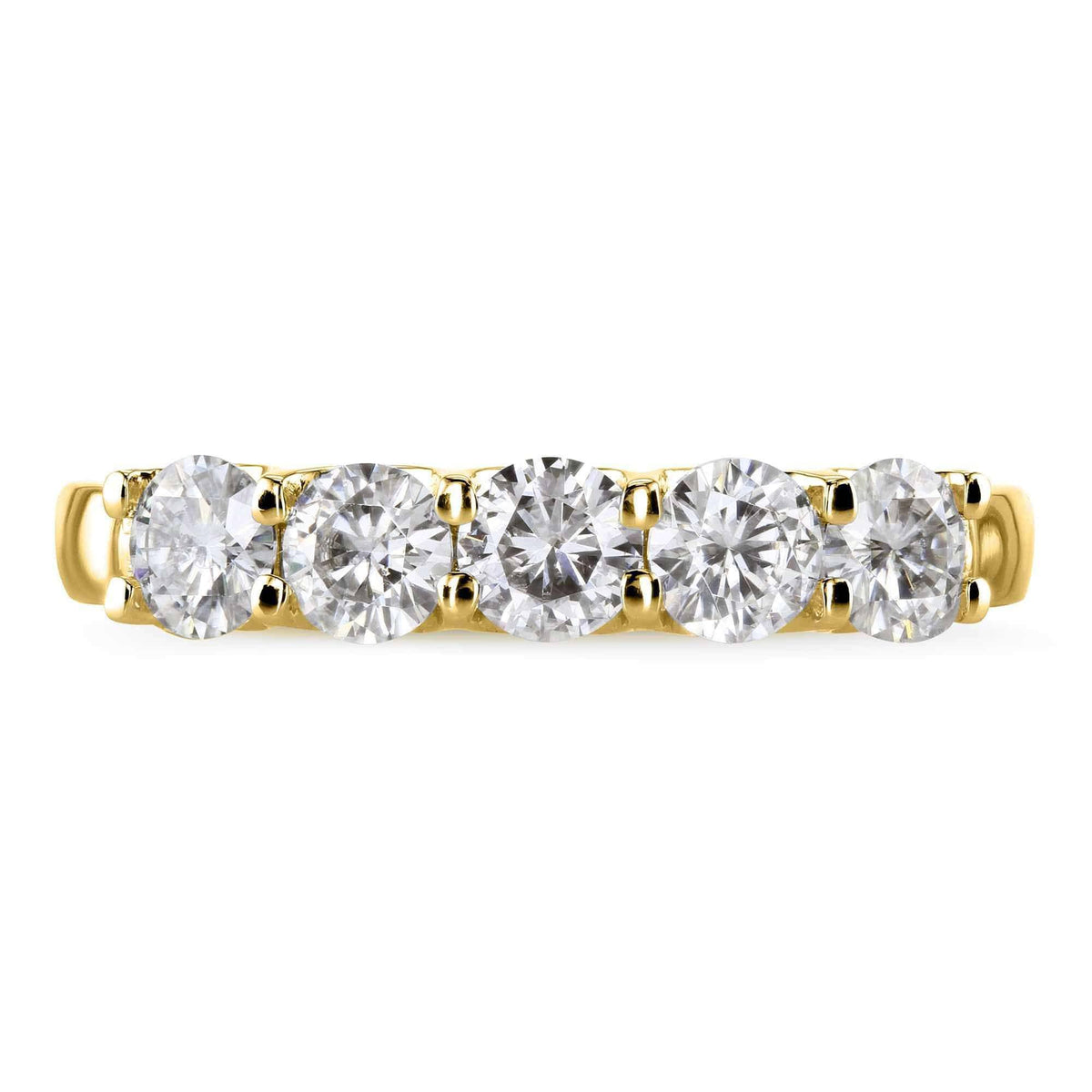 4/5 Carat Round Brilliant Moissanite Wedding Band in 14K Yellow Gold X8402
