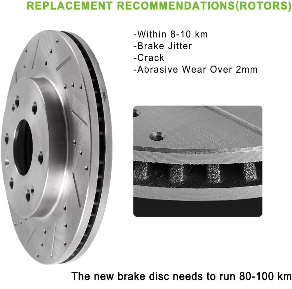 2pcs Front Drilled Slotted Brake Rotors Kit R640753