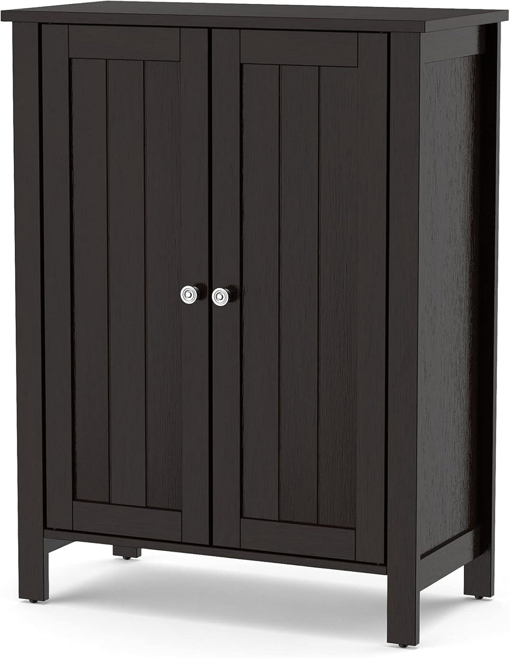 Brown 3 Tier Wooden Bathroom Floor Cabinet with Double Door Y3622
