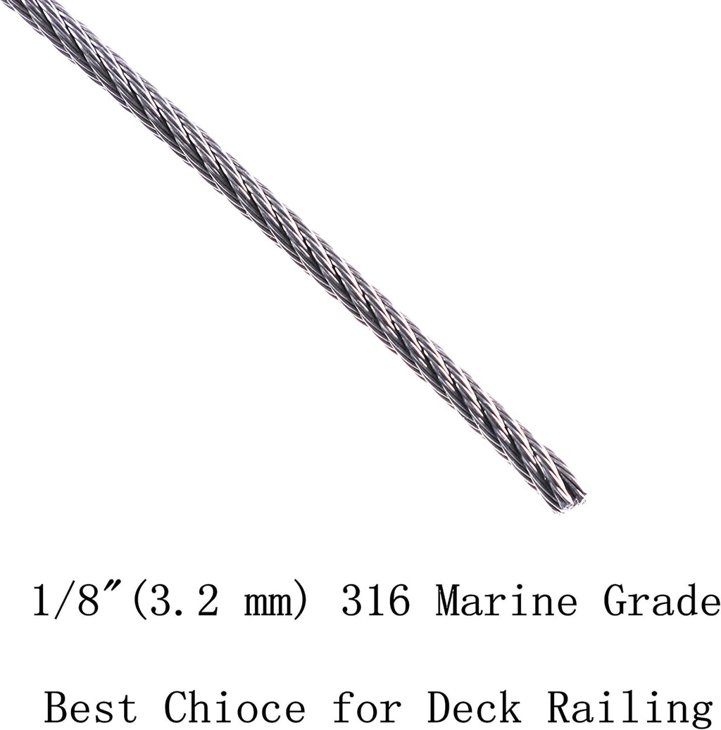 1/8 Stainless Steel Aircraft Wire Rope 7x7 300Feet T316 Marine Grade X49832