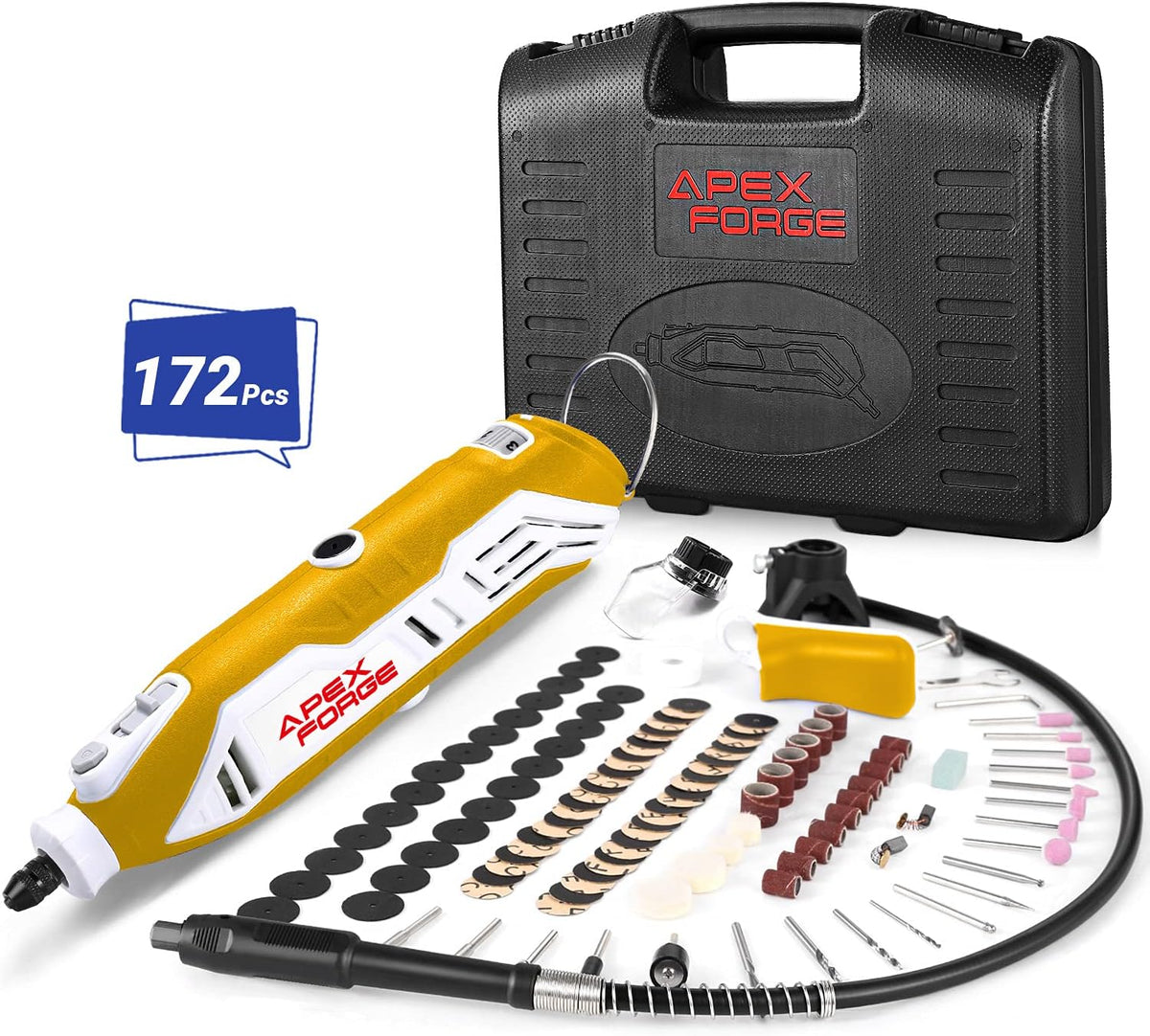 172 Accessories Rotary Tool Kit with Keyless Chuck and Flex Shaft H7653