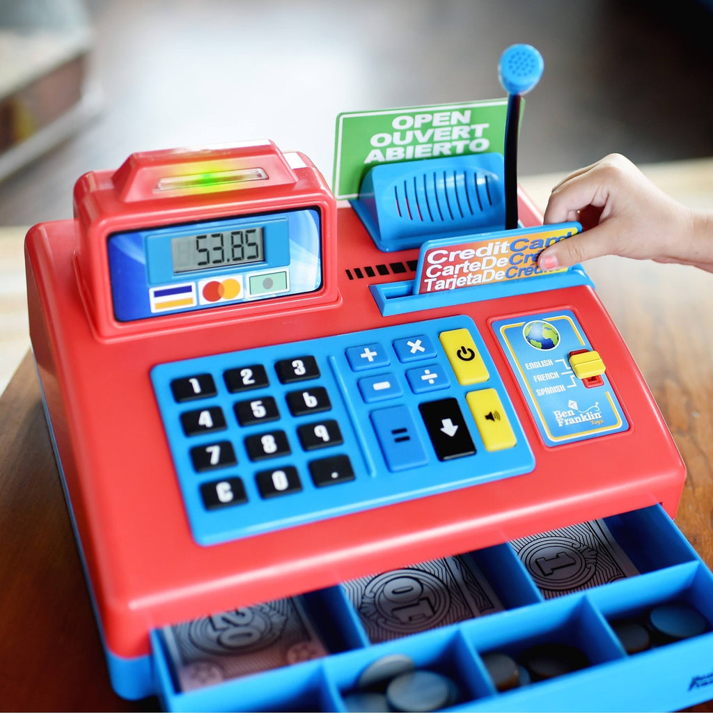 Talking Cash Register Kit with Play Money and Store Set in Red Toy N97545