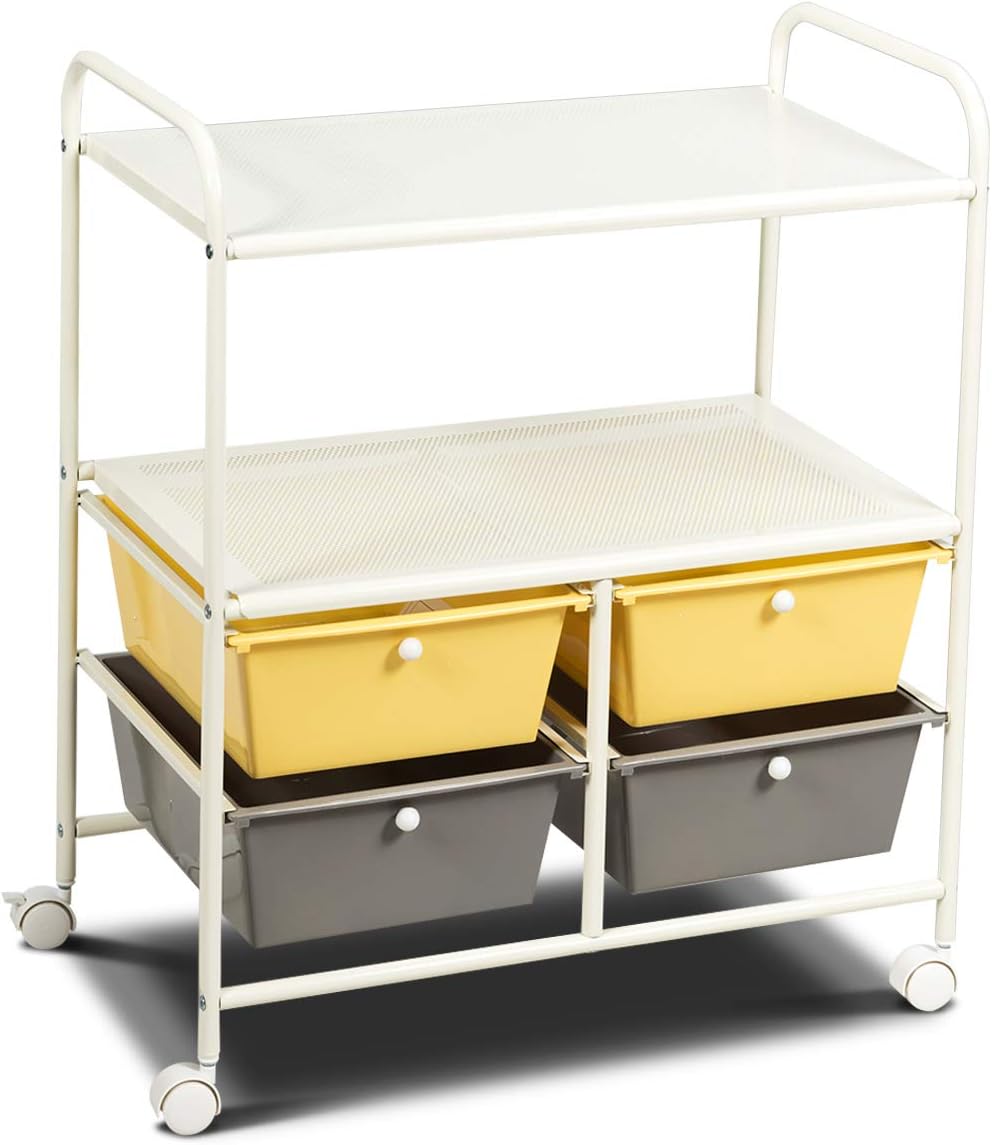 Rolling Storage Cart with 4 Drawers 2 Shelves Z772946