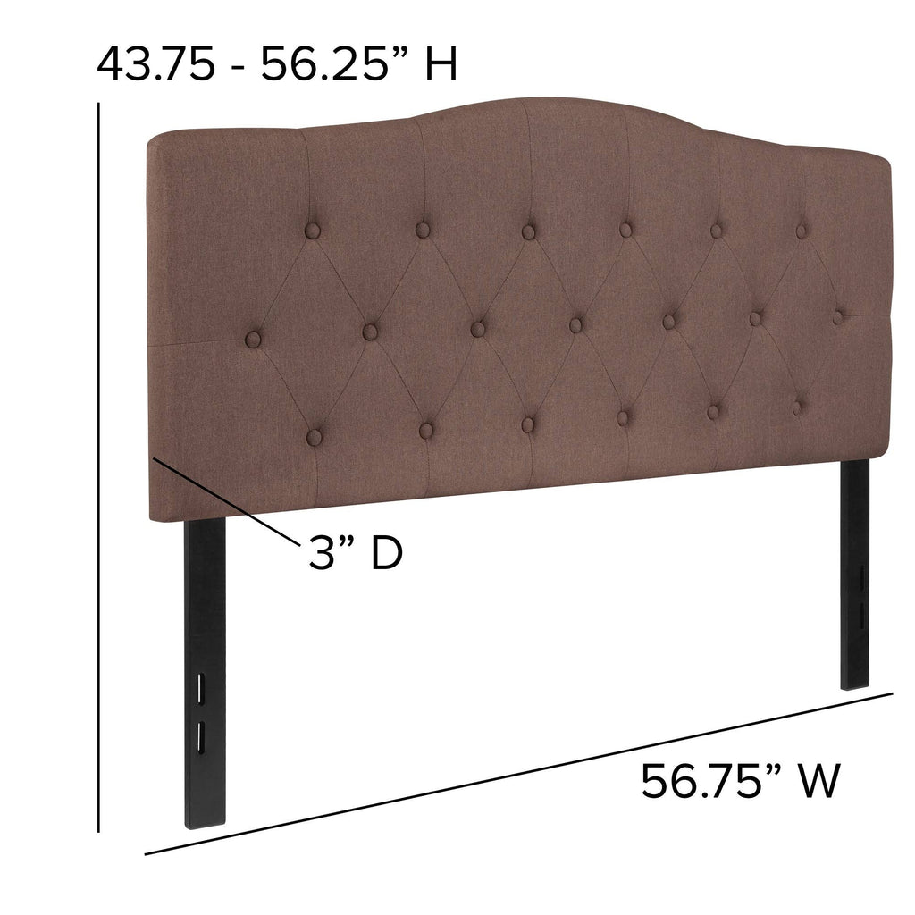 Camel Brown and Black Button Tufted Full Size Headboard R7318