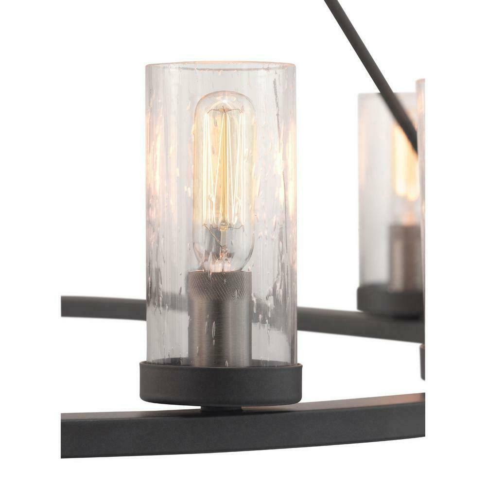 15-Light Graphite Chandelier with Clear Seeded Glass J55505