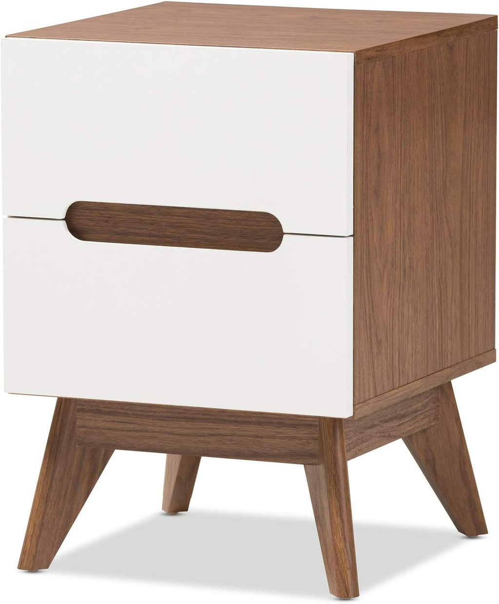 White and Walnut 3-Drawer Wood Nightstand E3793