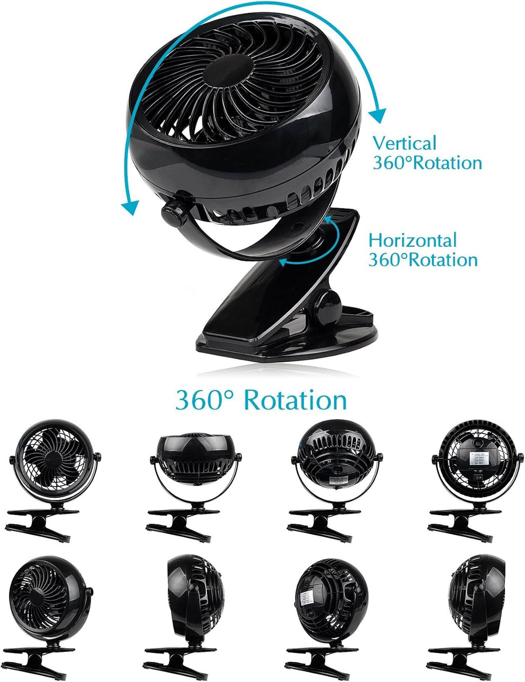 Battery Operated Fan with Clip, 5 Inch U212