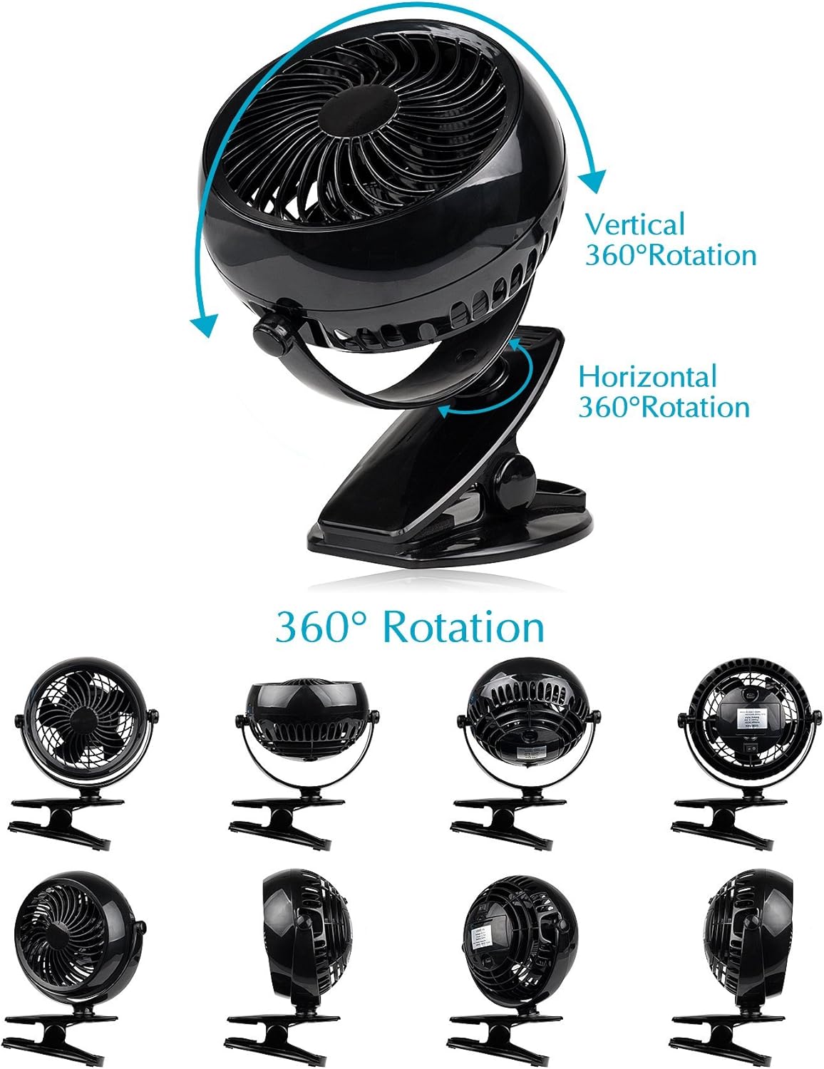 Battery Operated Fan with Clip, 5 Inch U212