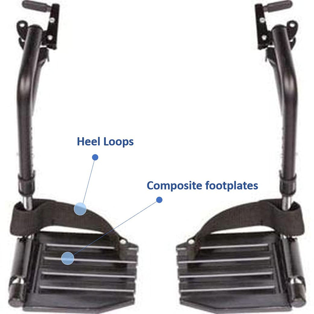 High Performance Lighter Weight Wheelchair with Desk Length Arms and Footrests, 18 Seat Width, Cobalt Blue U149456