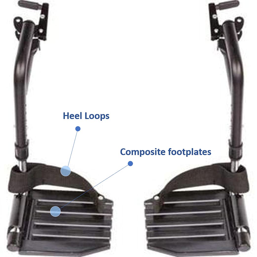 High Performance Lighter Weight Wheelchair with Desk Length Arms and Footrests, 18 Seat Width, Cobalt Blue U149456