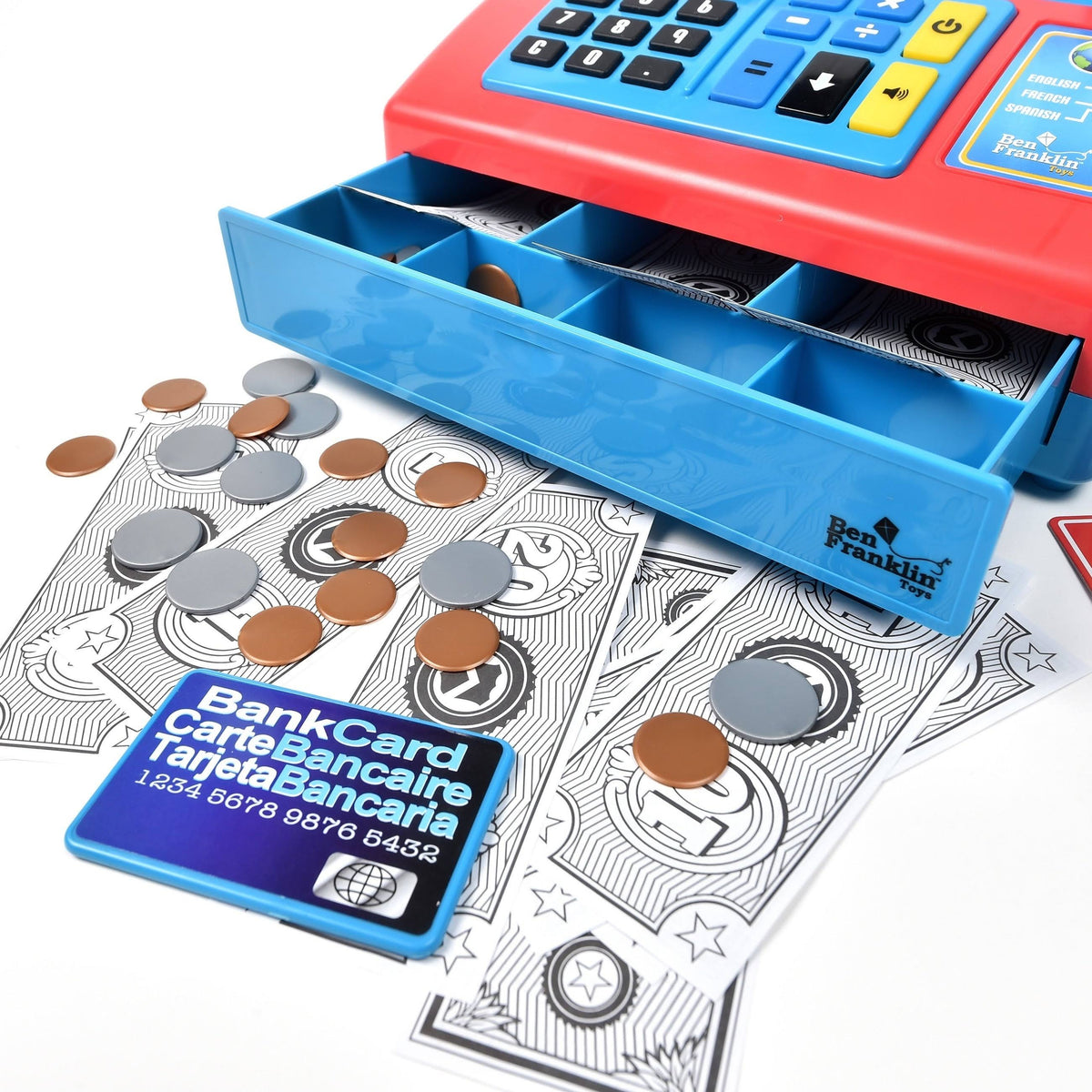 Talking Cash Register Kit with Play Money and Store Set in Red Toy N97545