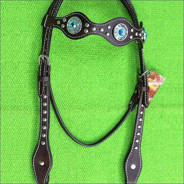 American Leather Turquoise Western Headstall Horse Bridle M958365