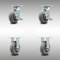 6 inch Thermoplastic Rubber Caster Set with Roller Bearings 2 Brake 2 Rigid X2394