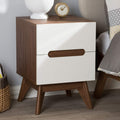 White and Walnut 3-Drawer Wood Nightstand E3793