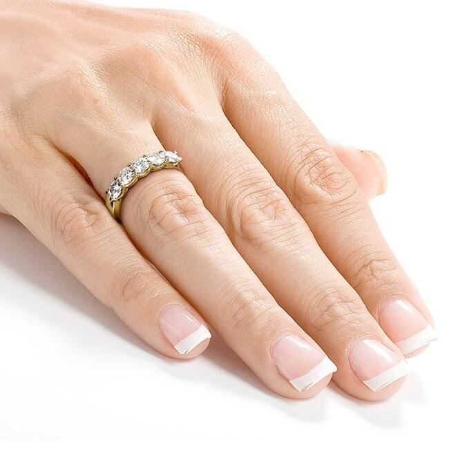 4/5 Carat Round Brilliant Moissanite Wedding Band in 14K Yellow Gold X8402