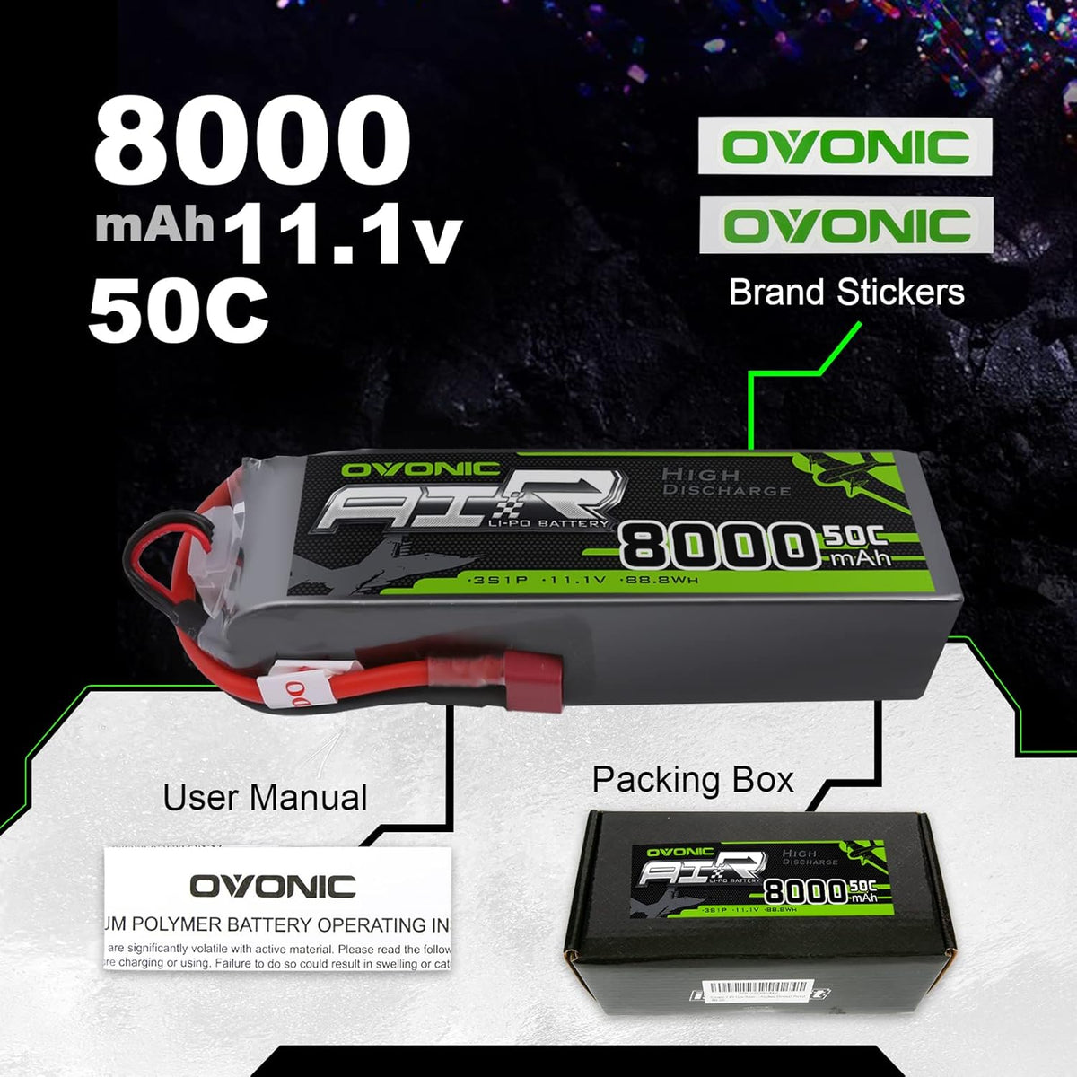 3s 8000mAh 11.1V Lipo Battery 2 Packs Q315