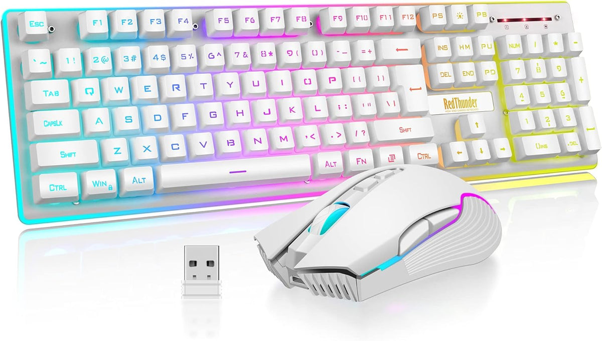 Wireless Gaming Keyboard and Mouse Combo, LED Backlit Rechargeable, Mechanical Feel Anti-ghosting, Black F16673