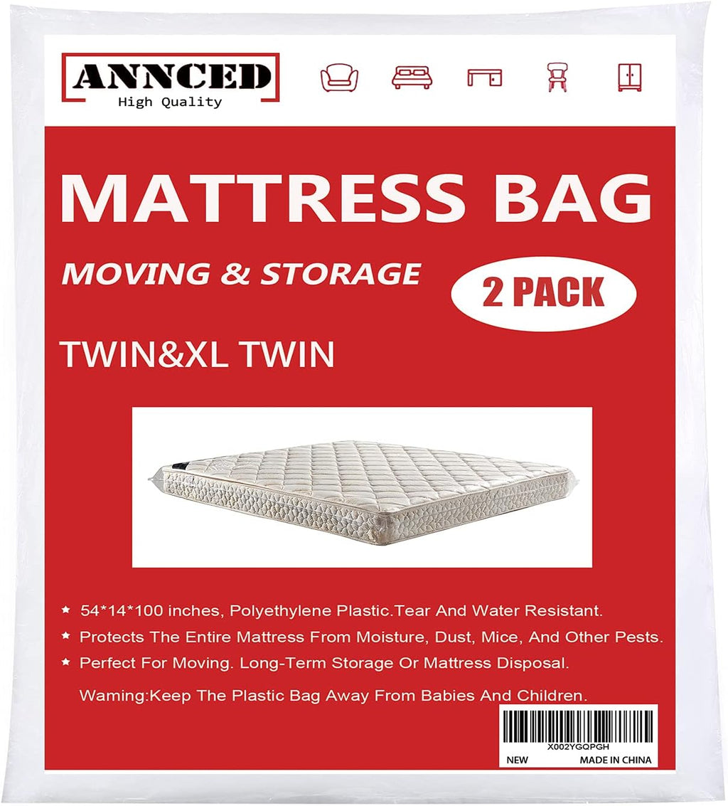 2 Packs Queen or California King Mattress Bag 4 mil Polyethylene Y466621