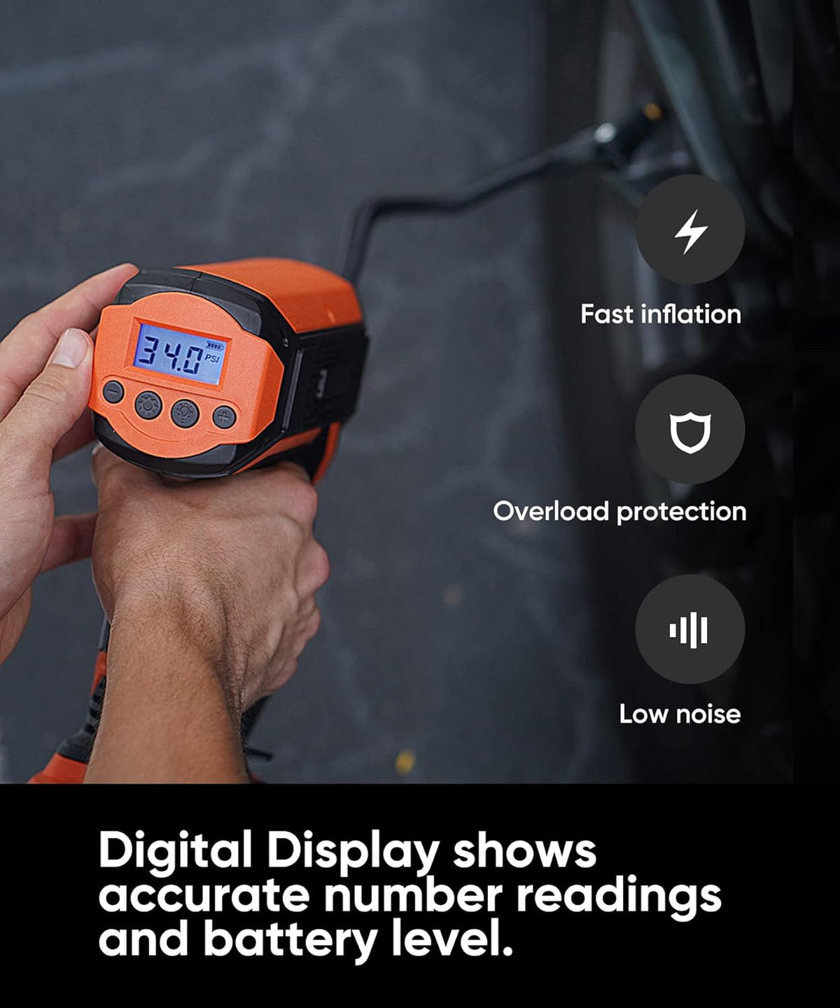 Portable Handheld Cordless Tire Inflator Air Pump with Rechargeable Battery B95333