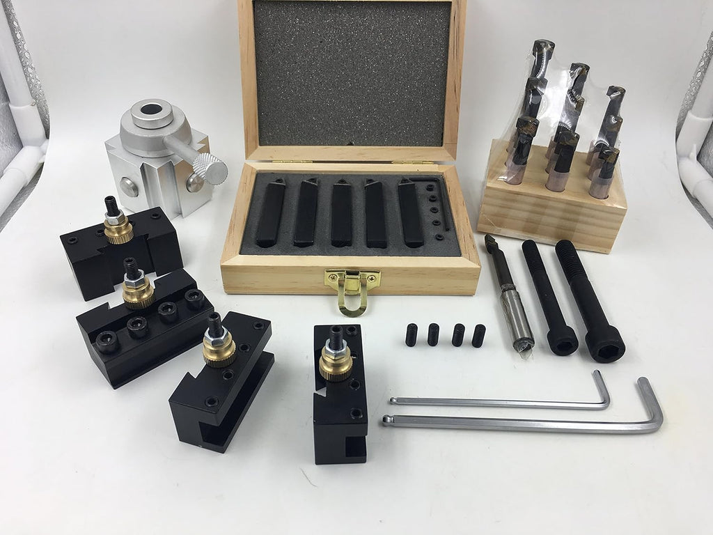 Quick Change Tool Post Holder Set with Boring Bar and Carbide Inserts B68229