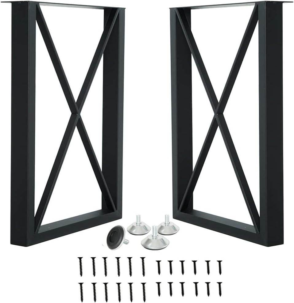 Metal Table Legs, 2 Pcs Heavy Duty Square Tube Desk Legs, 28” Height 20” Wide C189