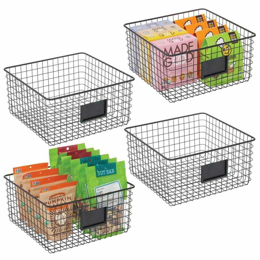 Metal Wire Food Organizer Storage Baskets with Label Slot Y4499