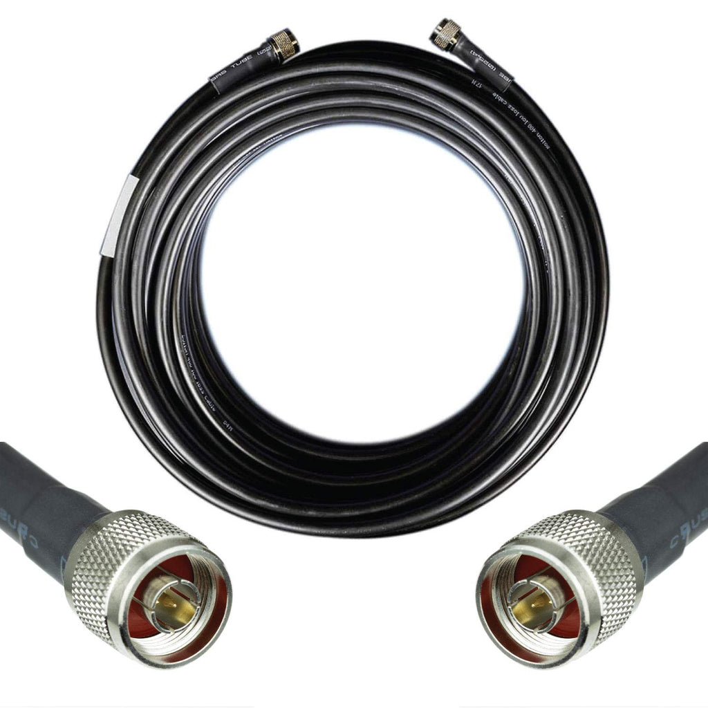 50-ohm N-Male to N-Male Black Coax Cable 60ft S151