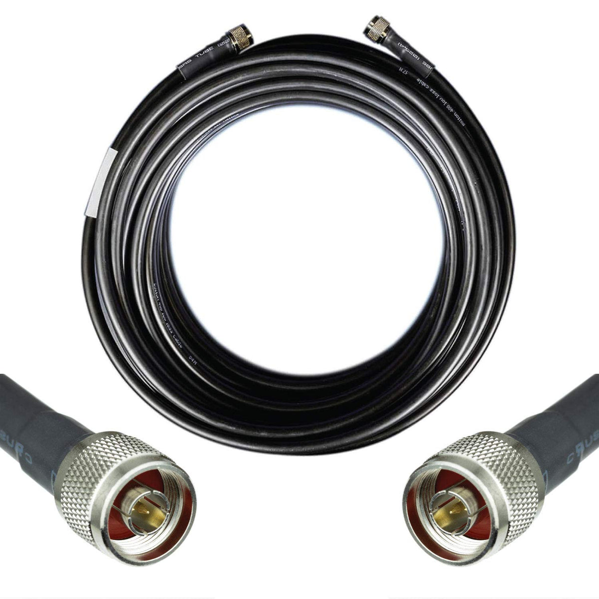 50-ohm N-Male to N-Male Black Coax Cable 60ft S151