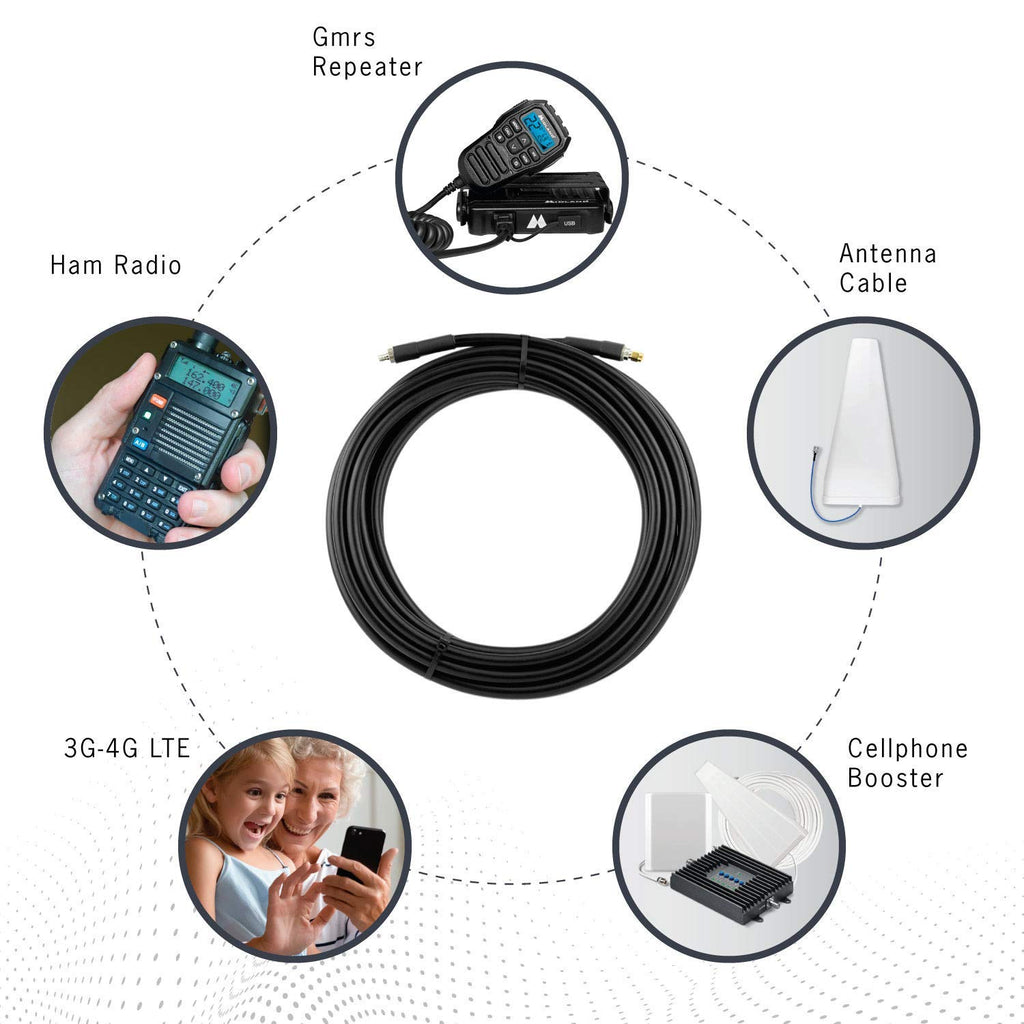 50-ohm N-Male to N-Male Black Coax Cable 60ft S151