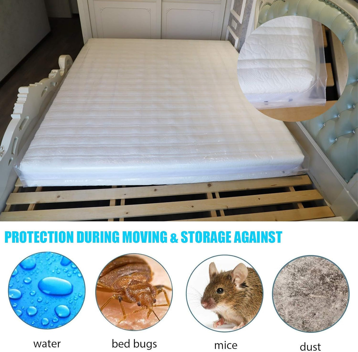 2 Packs Queen or California King Mattress Bag 4 mil Polyethylene Y466621