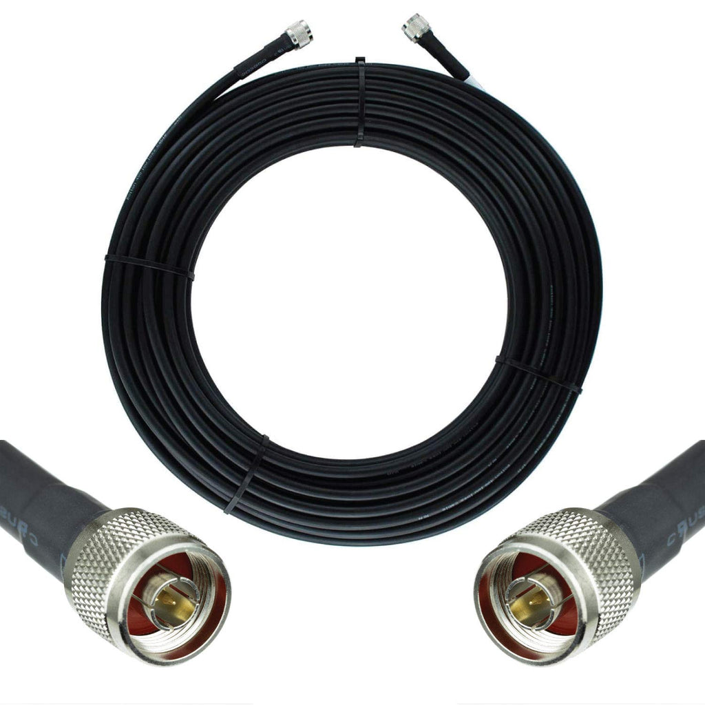 50-ohm N-Male to N-Male Black Coax Cable 60ft S151