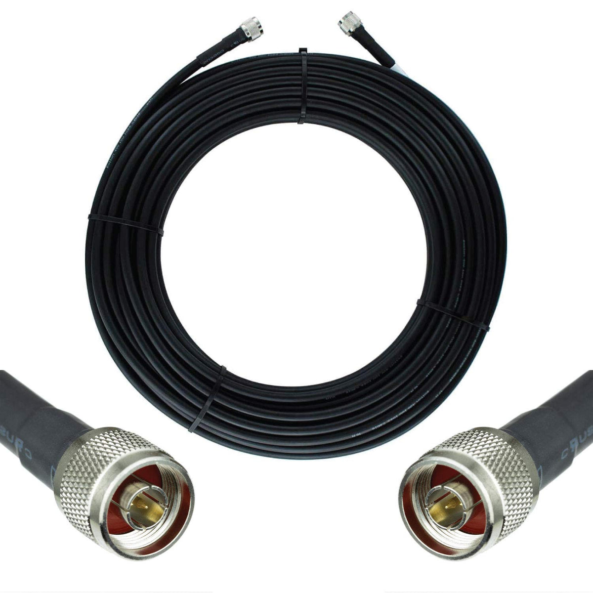 50-ohm N-Male to N-Male Black Coax Cable 60ft S151