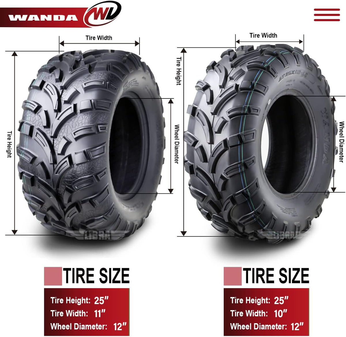 Set of 4 ATV UTV Tires 25x10-12 6PR G34487