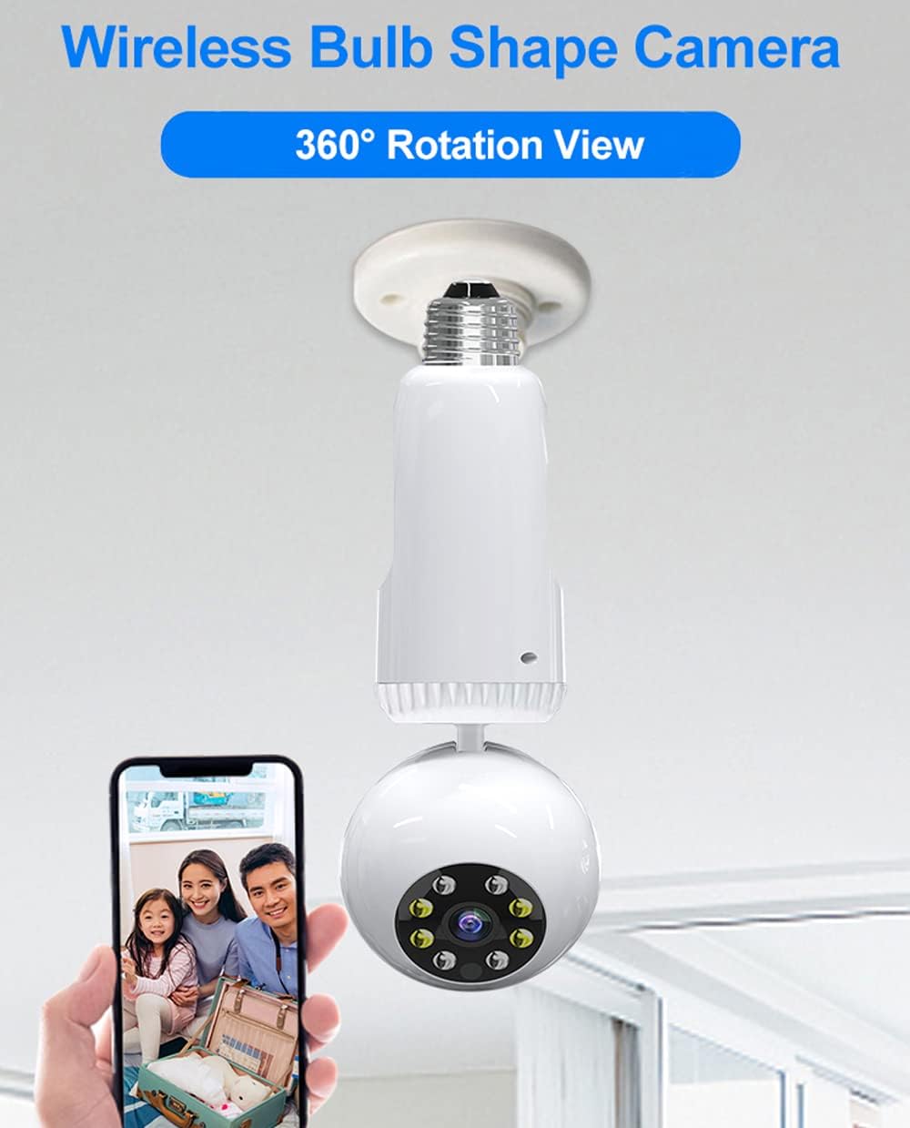 2MP 1080P Wireless PTZ Security Camera with E27 Bulb Connector D218