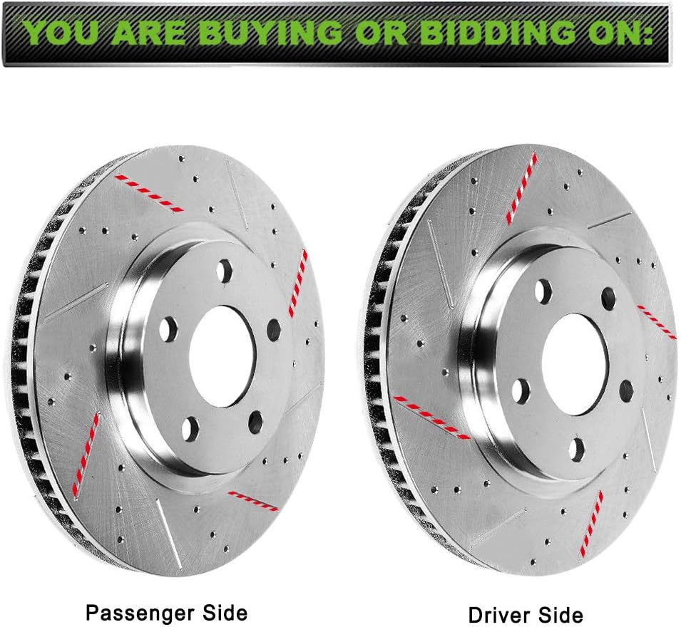 2pcs Front Drilled Slotted Brake Rotors Kit R640753