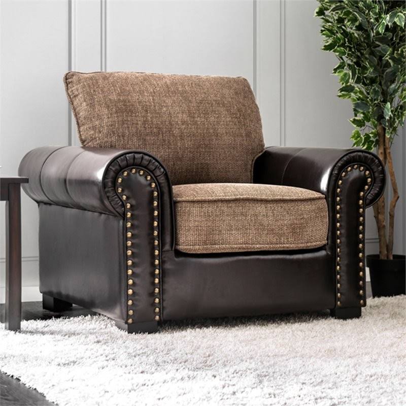 Brown Faux Leather Accent Chair P5001
