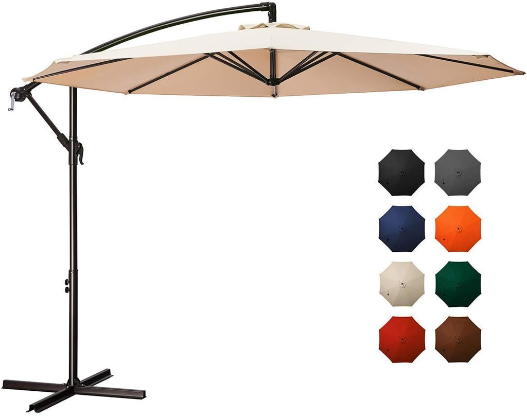 10ft Offset Cantilever Patio Umbrella with Cross Base Z268860