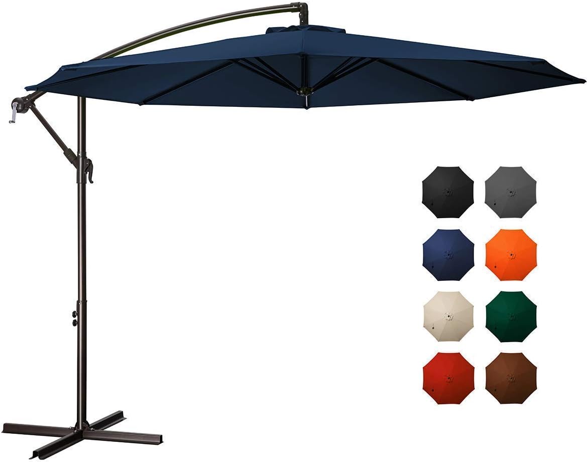 10ft Offset Cantilever Patio Umbrella with Cross Base Z268860
